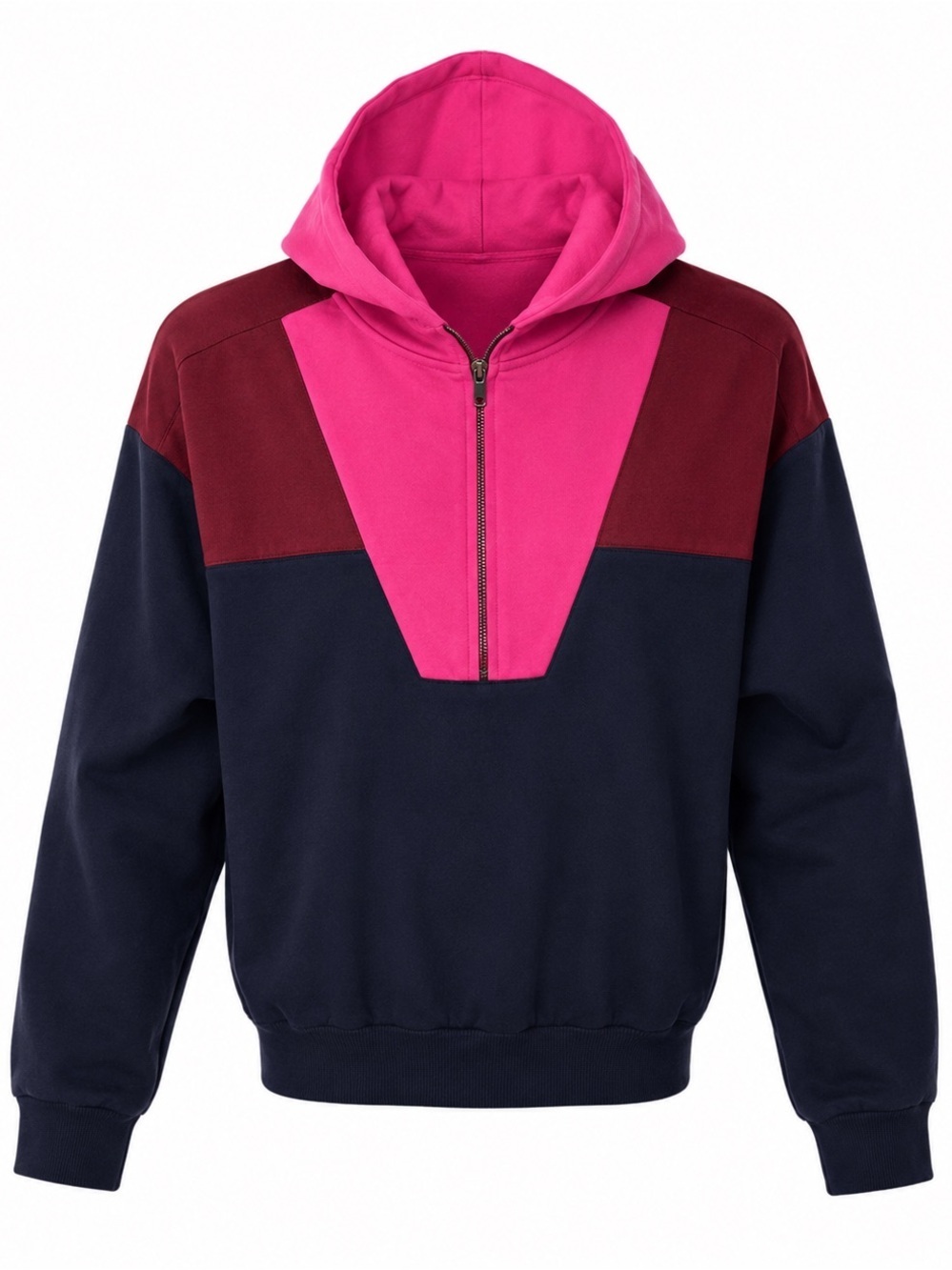 NWT AQUA ATHLETIC PINK AND BLUE HALF ZIP SWEATSHIRT WITH HOOD
